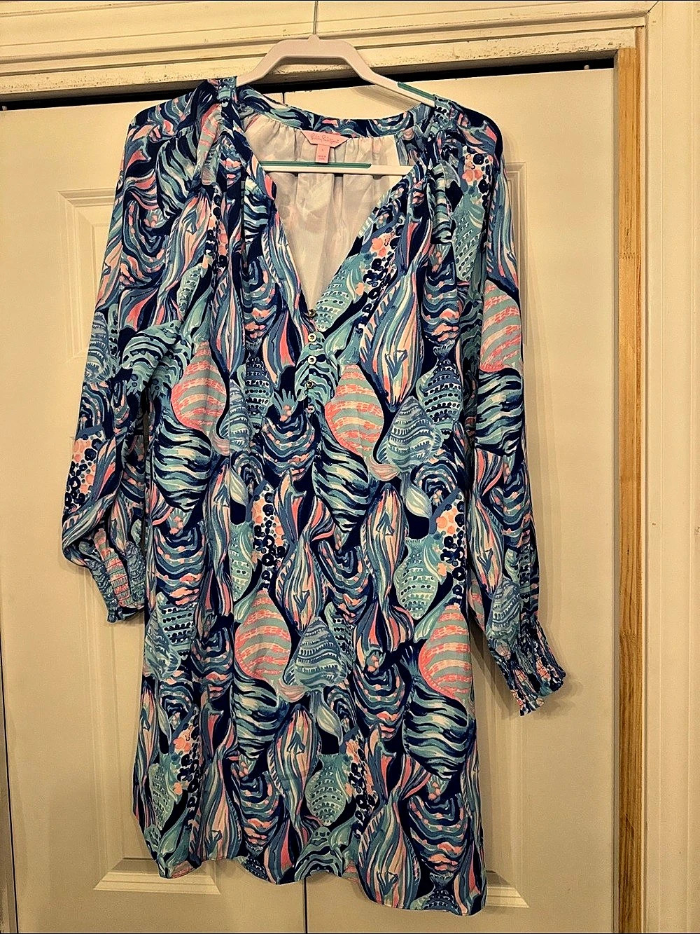 Lilly Pulitzer Drena Dress Blue & Pink Mini Dress Large